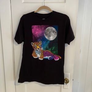 Lisa Frank(Hot Topic) M black leopard graphic tshirt Gently worn great condition